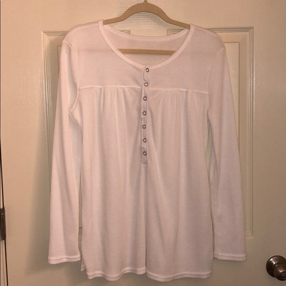 Half-button waffle sweater